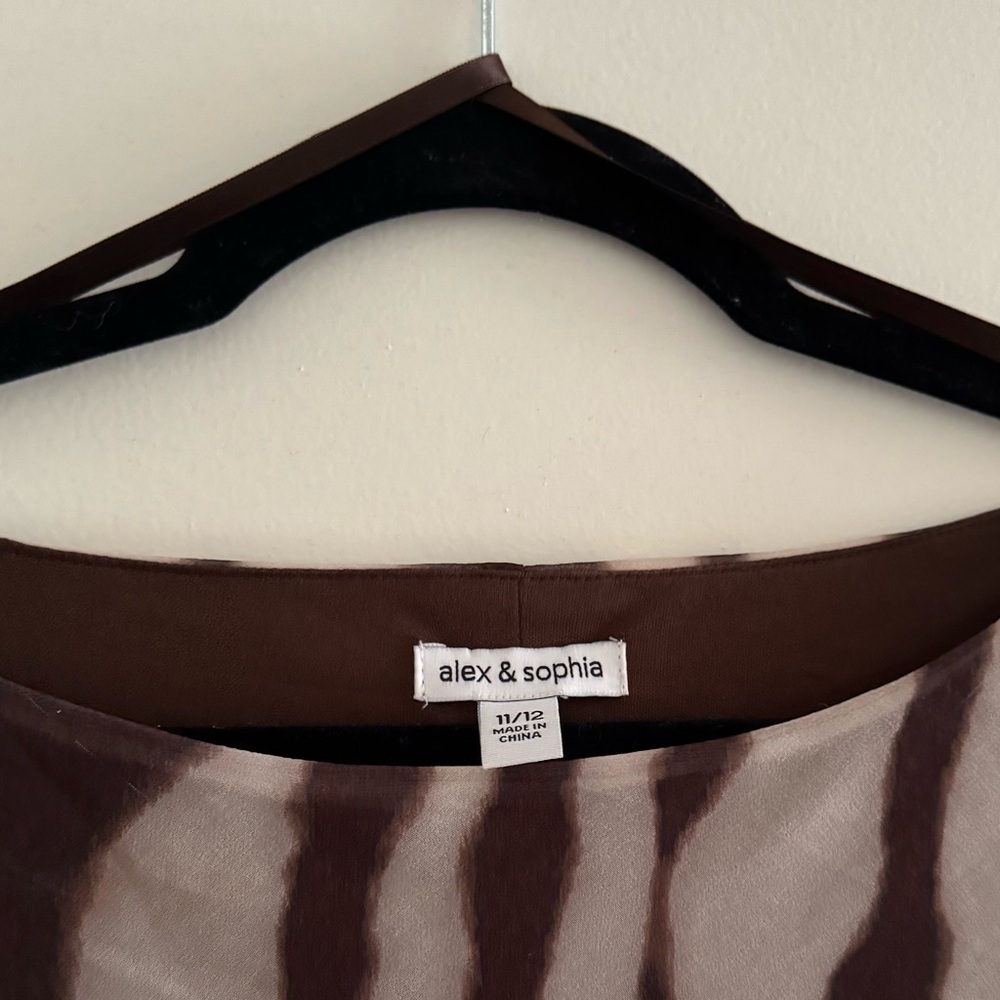 Alex & Sophia Zebra Print Long Sleeve Mesh Mini Dress in Brown | NWOT - Picture 3 of 14